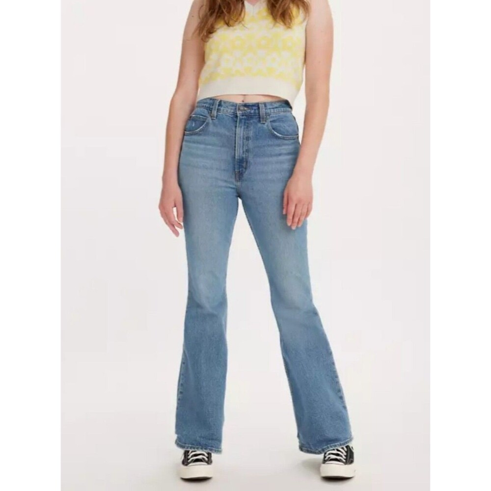 Levis 70s High Flare Leg Jeans Denim 29x30 Throwback FLAWED Blue Light Wash
